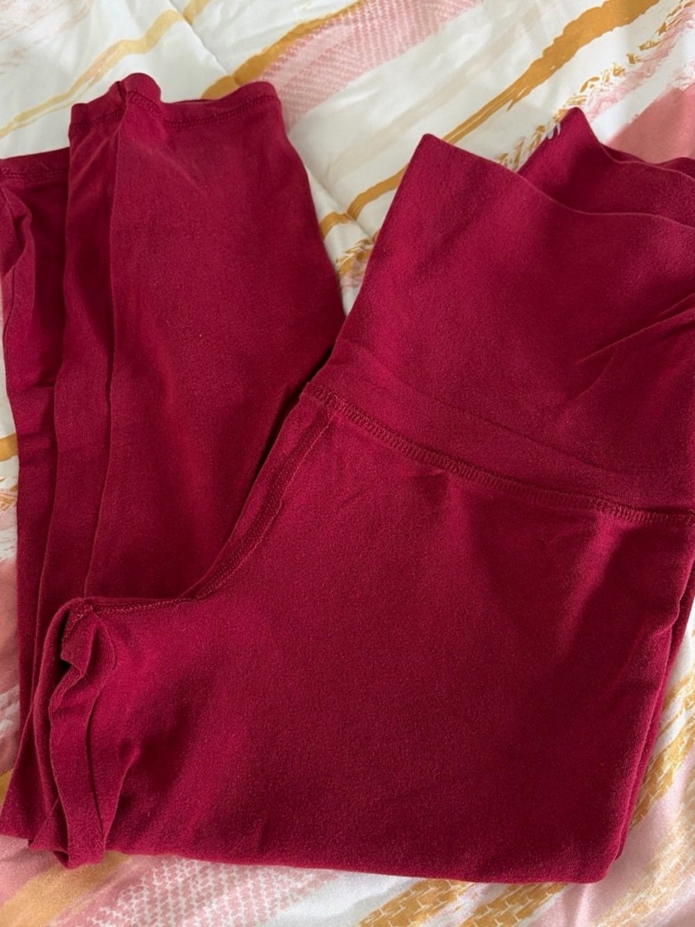 Solid Berry Red Capri Leggings